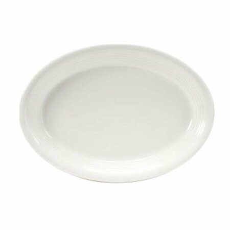 TUXTON CHINA 9.75 in. x 7 in. Concentrix Oval Platter - Blanco - 2 Dozen CWH-0962